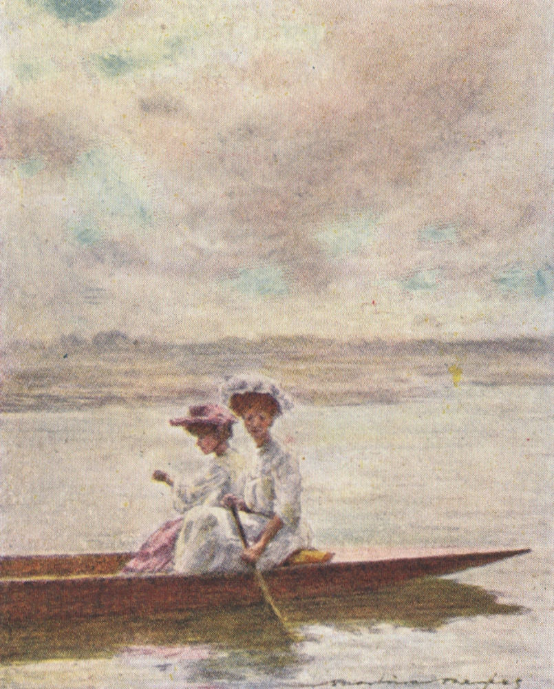 'Paddling' by Mortimer Menpes. Berkshire. SMALL 1906 old antique print picture